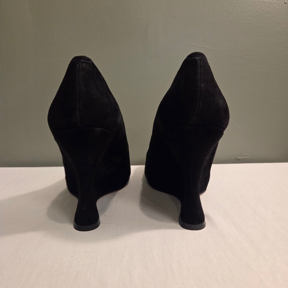 Nine West Suede Leather Wedge Heels Women's Size 9.5 Black - Picture 5 of 8